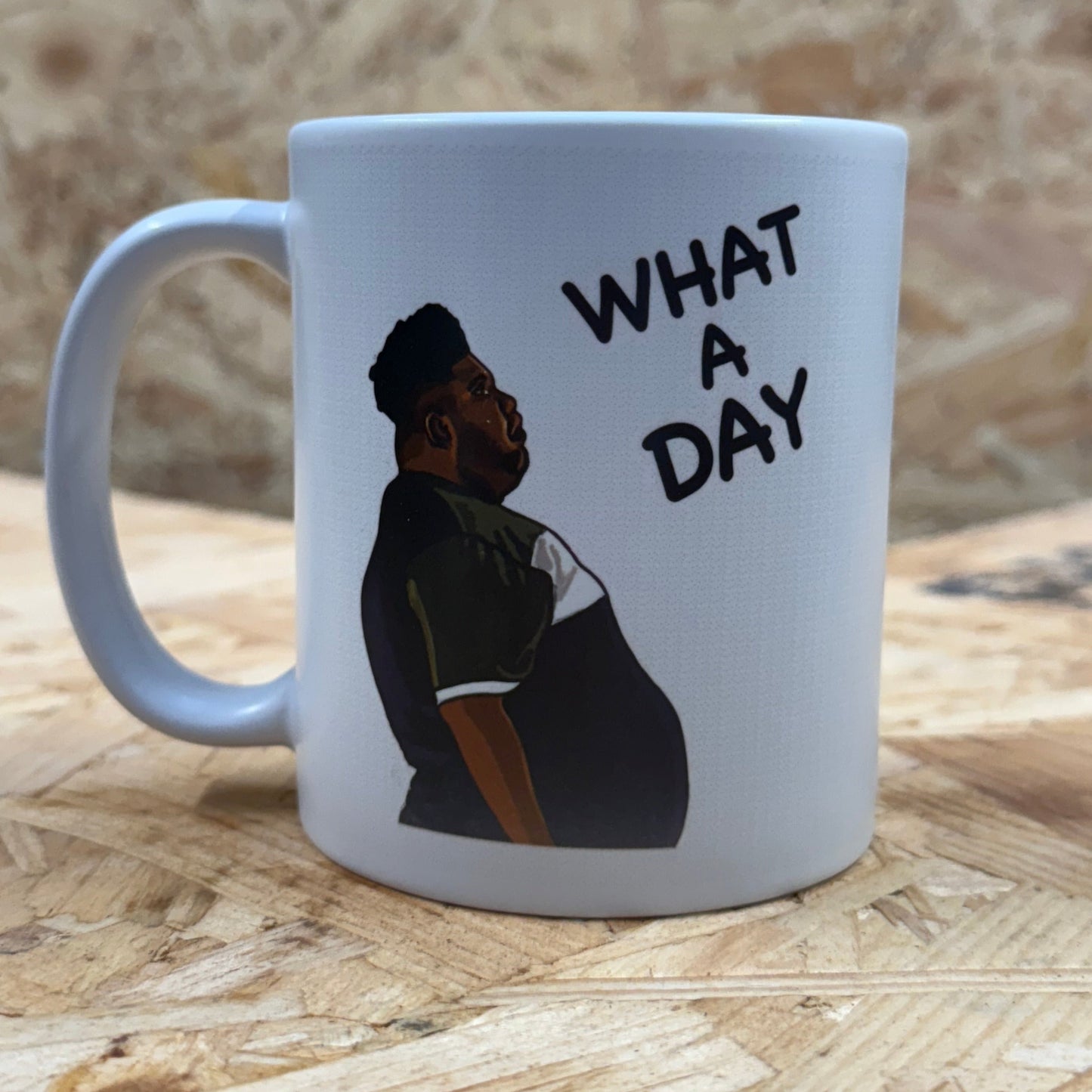 "What a day" meme mug